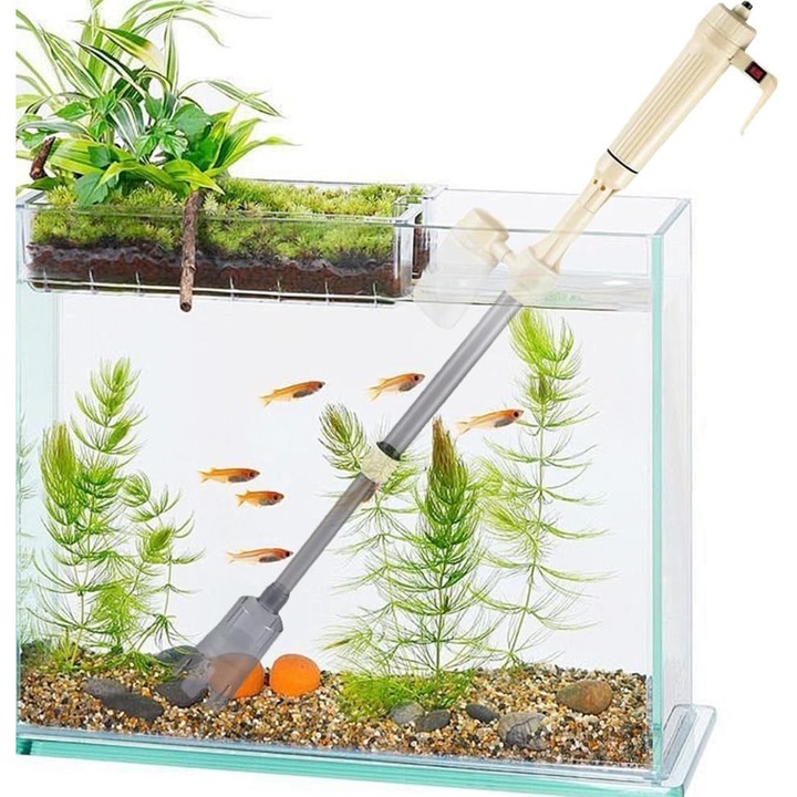 Aspirator electric pentru acvariu Zebbyee, set, curățare nisip și apă, material ABS, cu tuburi extensibile