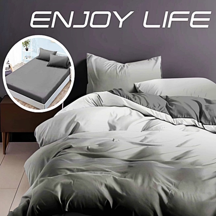 Lenjerie de pat dublu, finet, 6 piese, cearceaf pat cu elastic 180x200cm, cearceaf pilota 200x230cm, 2 fete de perna 50x70 si 2 fete de perna 70x70cm, Pucioasa, RAELH180-27