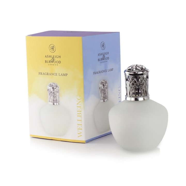 Lampa odorizanta mare Wellbeing, Ashleigh & Burwood, sticla mata alba, coroana argintie