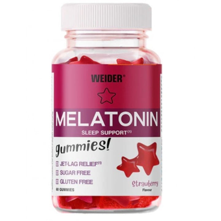 Melatonina Weider 60 jeleuri capsuni, 1 mg, pentru femei