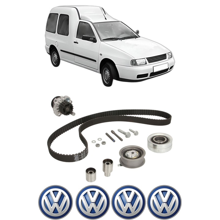 Set Kit de distributie curea intinzator pompa de apa Volkswagen CADDY II MPV (9K9B) 1.9 SDI din 1995-2004, KW 47 CP 64 CMC 1896, Auto, INA, 4x Stickere auto cu Volkswagen