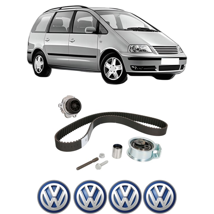 Set Kit de distributie curea intinzator pompa de apa Volkswagen SHARAN (7M8, 7M9, 7M6) 1.9 TDI din 2000-2010, KW 85 CP 115 CMC 1896, Auto, HEPU, 4x Stickere auto cu Volkswagen