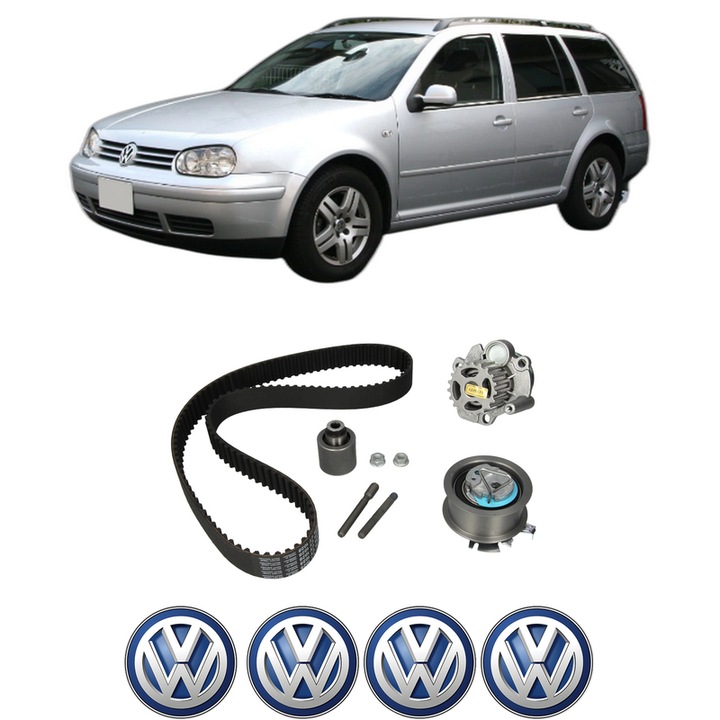 Set Kit de distributie curea intinzator pompa de apa Volkswagen GOLF VAN IV Variant (1J5) 1.9 TDI din 2000-2006, KW 74 CP 101 CMC 1896, Auto, HEPU, 4x Stickere auto cu Volkswagen