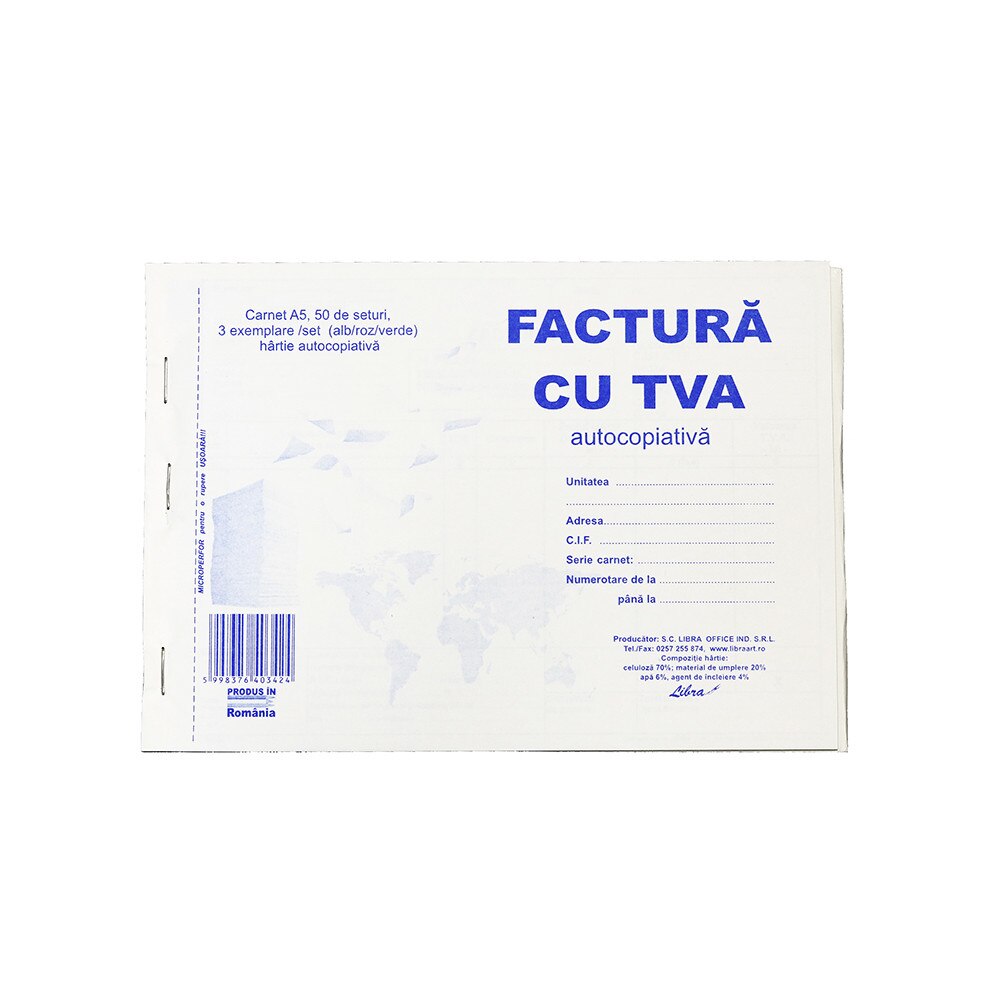 Factura A5 cu TVA 3 EX. 150F Autocopiativ