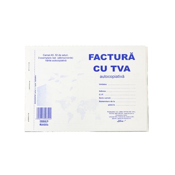 Factura A5 cu TVA 3 EX. 150F Autocopiativ Factura A5 cu TVA 3 EX. 150F Autocopiativ