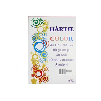 Hartie color set 50 coli 80 grame 5 culori Hartie color set 50 coli 80 grame 5 culori