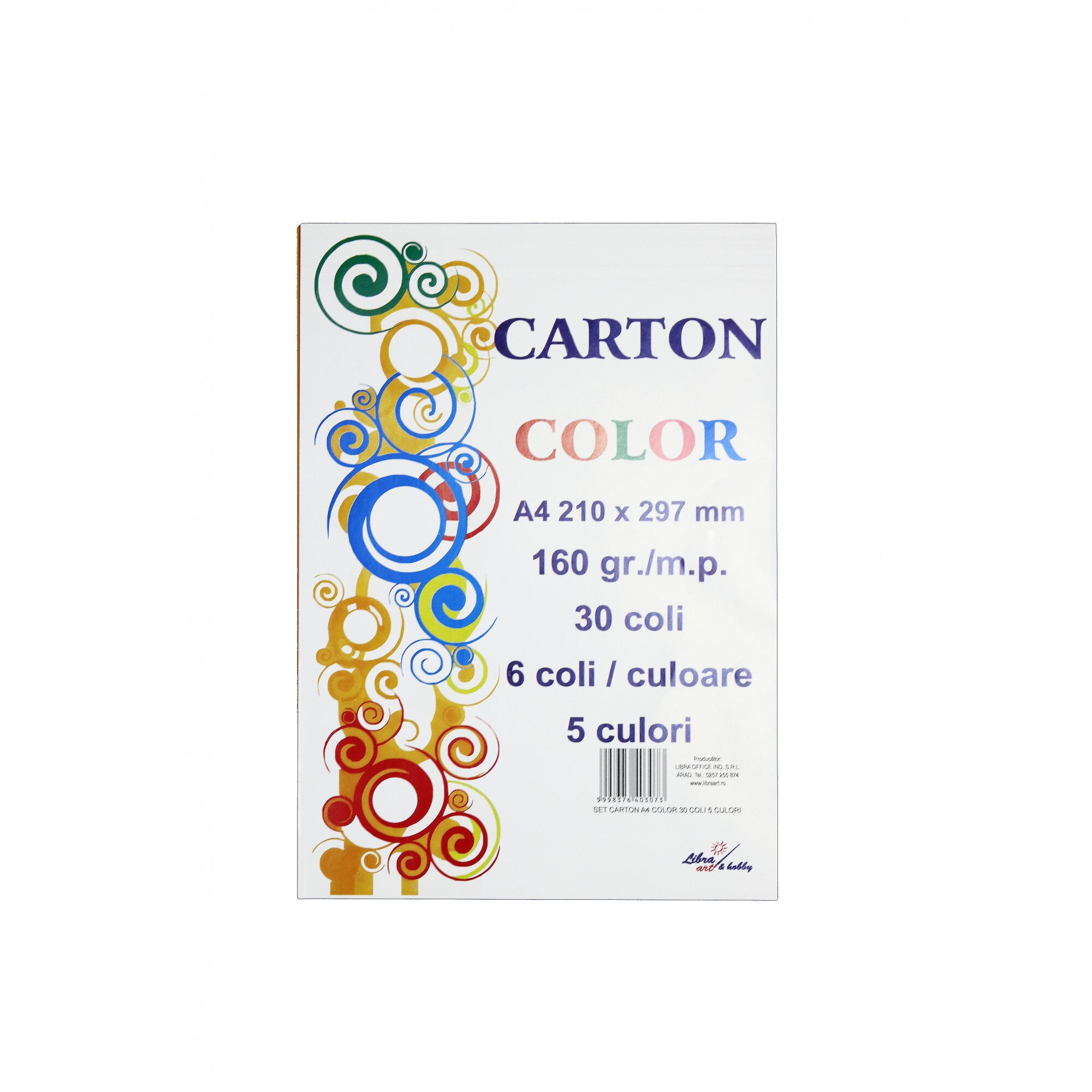 Carton color set 30 coli 160 grame 5 culori