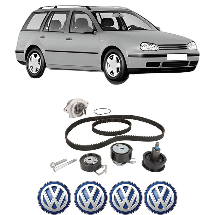 Set Kit de distributie curea intinzator pompa de apa Volkswagen GOLF IV Variant (1J5) 1.4 16V din 1999-2006, KW 55 CP 75 CMC 1390, Auto, INA, 4x Stickere auto cu Volkswagen
