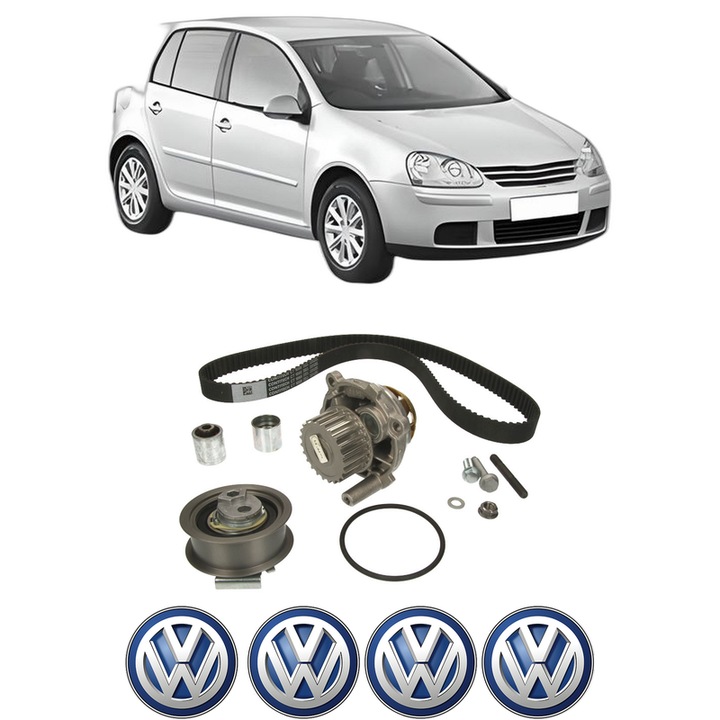 Set Kit de distributie curea intinzator pompa de apa Volkswagen GOLF V (1K1) 2.0 FSI din 2004-2008, KW 110 CP 150 CMC 1984, Auto, HEPU, 4x Stickere auto cu Volkswagen