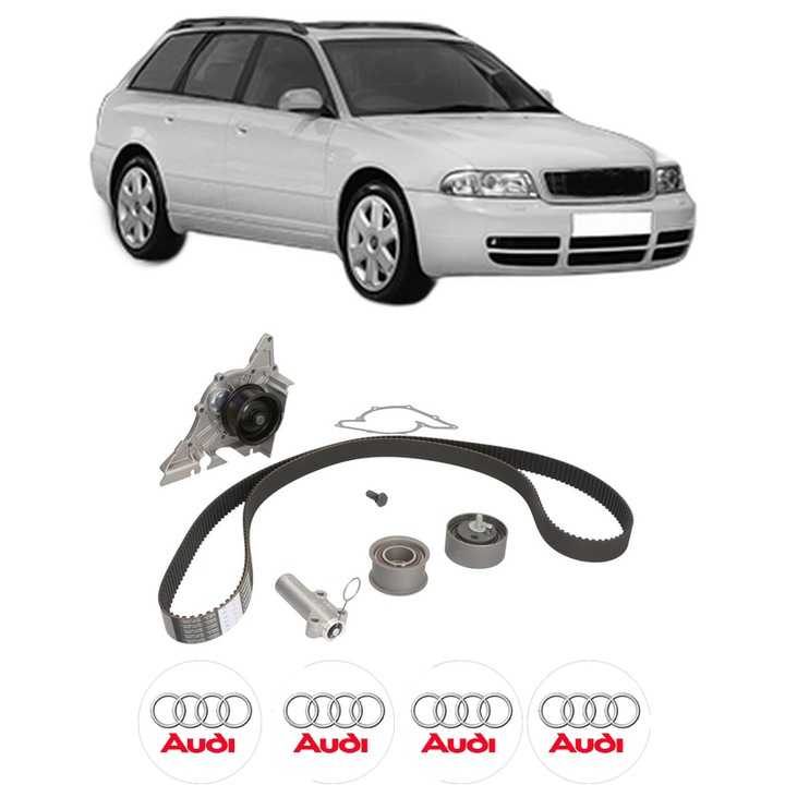 Set Kit de distributie curea intinzator pompa de apa AUDI A4 B5 Avant (8D5) RS4 quattro din 2000-2001, KW 280 CP 380 CMC 2671, Auto, HEPU, 4x Stickere auto cu AUDI