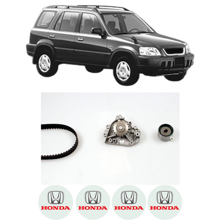 Set Kit de distributie curea intinzator pompa de apa HONDA CR-V I (RD) 2.0 16V 4WD (RD1, RD3) din 1995-2001, KW 94 CP 128 CMC 1973, Auto, HEPU, 4x Stickere auto cu HONDA
