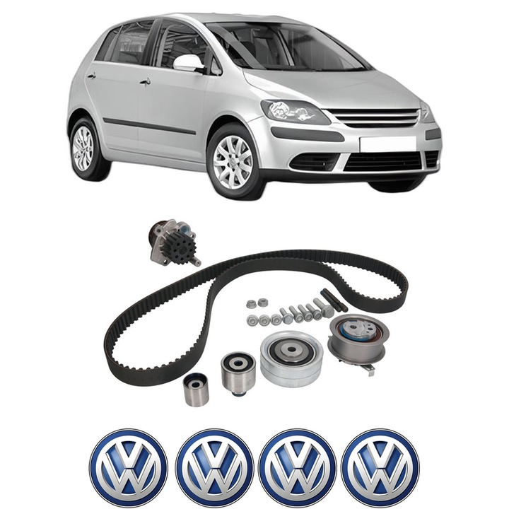 Set Kit de distributie curea intinzator pompa de apa Volkswagen GOLF PLUS V (5M1, 521) 2.0 TDI2009-2013, KW 81 CP 110 CMC 1968, Auto, INA, 4x Stickere auto cu Volkswagen