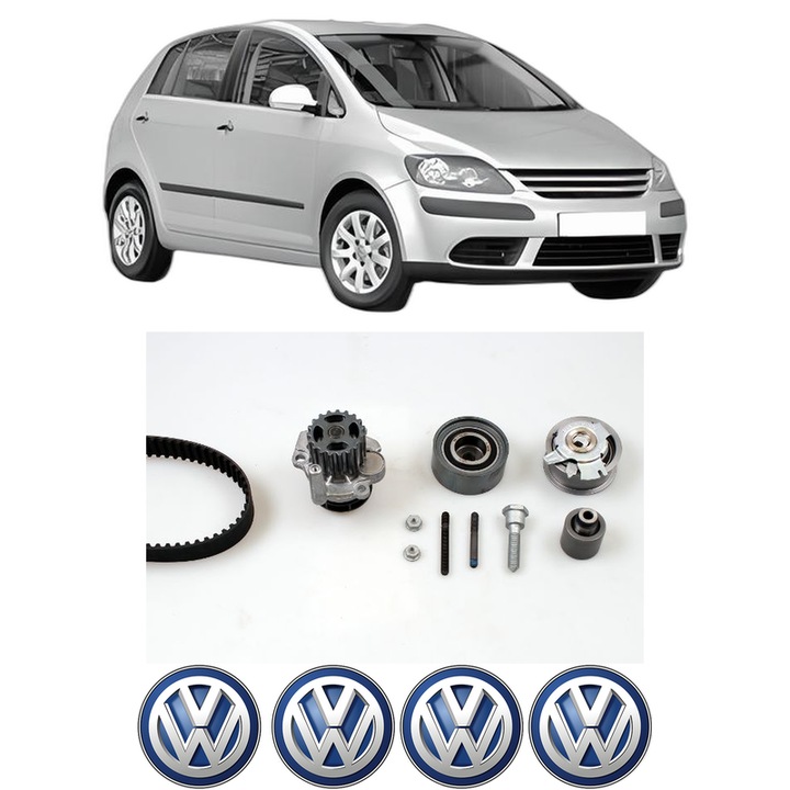 Set Kit de distributie curea intinzator pompa de apa Volkswagen GOLF PLUS V (5M1, 521) 2.0 TDI2005-2013, KW 100 CP 136 CMC 1968, Auto, HEPU, 4x Stickere auto cu Volkswagen