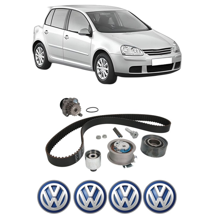 Set Kit de distributie curea intinzator pompa de apa Volkswagen GOLF V (1K1) 2.0 TDI din 2005-2008, KW 125 CP 170 CMC 1968, Auto, INA, 4x Stickere auto cu Volkswagen