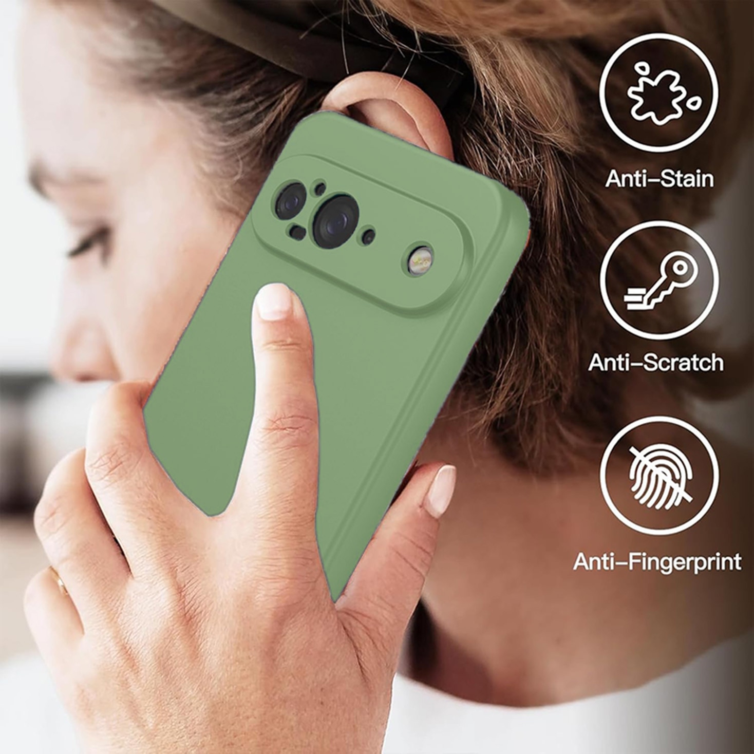 Carcasa pentru Google Pixel 9, Bumper din Cauciuc Lichid Siliconic, Cuseta, Ultra Subtire, Rezistenta la Socuri, Protectoare Antizgarieturi- verde pastel