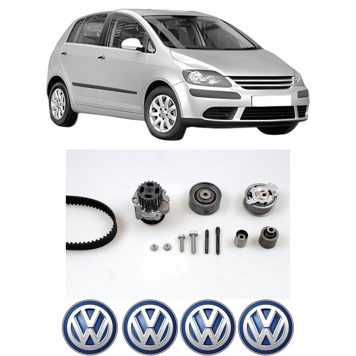 Set Kit de distributie curea intinzator pompa de apa Volkswagen GOLF PLUS V (5M1, 521) 2.0 TDI2009-2013, KW 81 CP 110 CMC 1968, Auto, HEPU, 4x Stickere auto cu Volkswagen