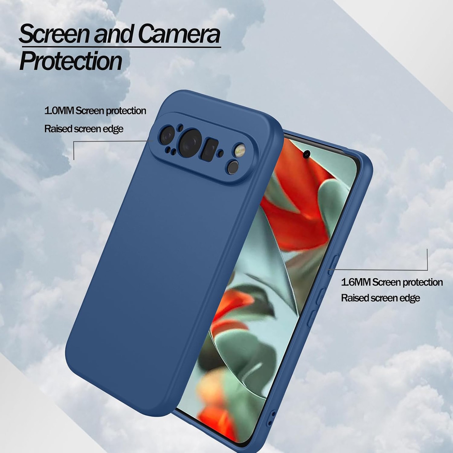 Carcasa pentru Google Pixel 9 Pro, Bumper din Cauciuc Lichid Siliconic, Cuseta, Ultra Subtire, Rezistenta la Socuri, Protectoare Antizgarieturi- albastru inchis