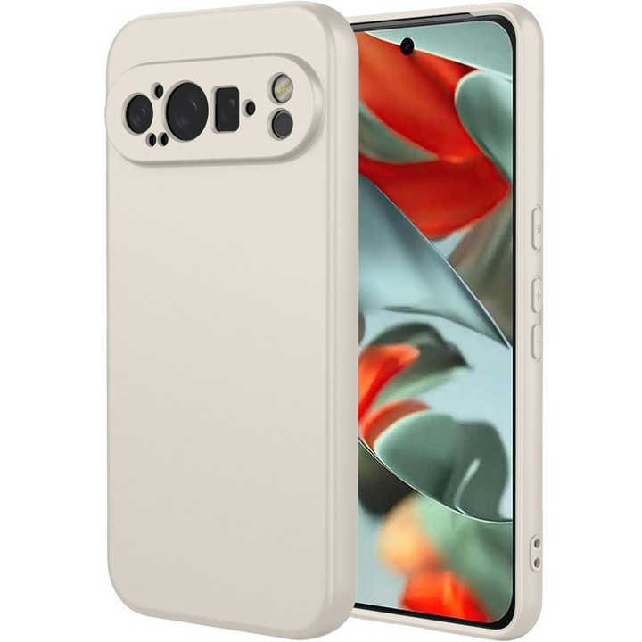 Carcasa pentru Google Pixel 9 Pro, Bumper din Cauciuc Lichid Siliconic, Cuseta, Ultra Subtire, Rezistenta la Socuri, Protectoare Antizgarieturi-bej