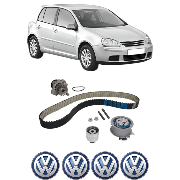 Set Kit de distributie curea intinzator pompa de apa Volkswagen GOLF V (1K1) 1.9 TDI 4motion din 2004-2008, KW 77 CP 105 CMC 1896, Auto, INA, 4x Stickere auto cu Volkswagen