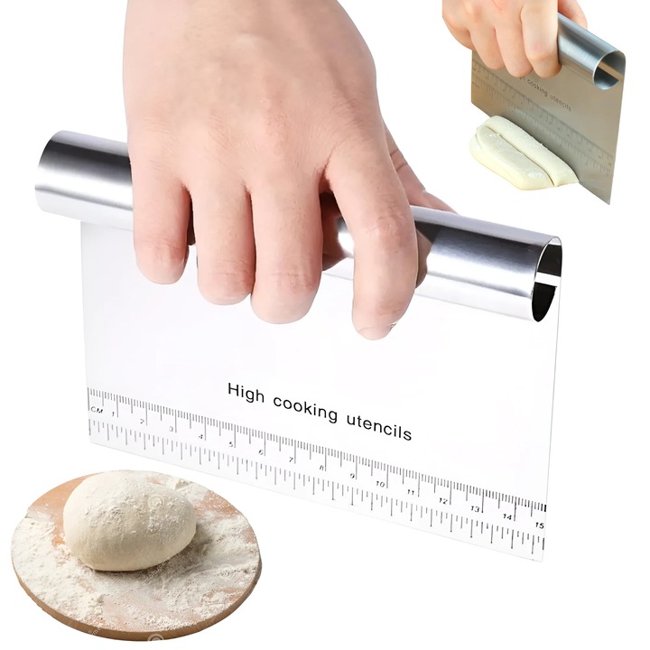 Spatula pentru aluat Salestore.ro, Inox, Ergonomic, Usor de curatat, 15x12cm, Argintiu