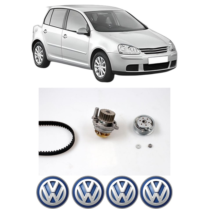 Set Kit de distributie curea intinzator pompa de apa Volkswagen GOLF V (1K1) 1.6 din 2004-2008, KW 75 CP 102 CMC 1595, Auto, HEPU, 4x Stickere auto cu Volkswagen