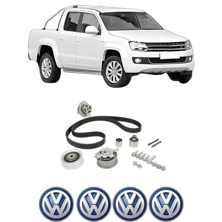 Set Kit de distributie curea intinzator pompa de apa Volkswagen AMAROK (2HA, 2HB, S1B, S6B, S7A, S7B, AGD) 2.0 TDI 4motion din 2010-2013, KW 90 CP 122 CMC 1968, Auto, HEPU, 4x Stickere auto cu Volkswagen