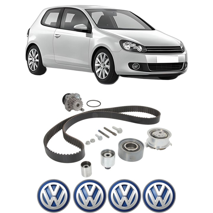 Set Kit de distributie curea intinzator pompa de apa Volkswagen GOLF VI (5K1) 2.0 TDI2008-2012, KW 81 CP 110 CMC 1968, Auto, INA, 4x Stickere auto cu Volkswagen