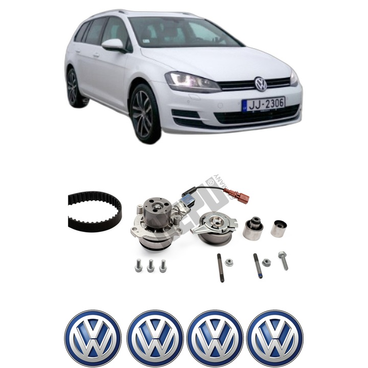 Set Kit de distributie curea intinzator pompa de apa Volkswagen GOLF VII Variant (BA5, BV5) 1.6 TDI2013-2017, KW 81 CP 110 CMC 1598, Auto, HEPU, 4x Stickere auto cu Volkswagen