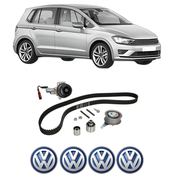 Set Kit de distributie curea intinzator pompa de apa Volkswagen GOLF SPORTSVAN VII (AM1, AN1) 1.6 TDI2014-2016, KW 81 CP 110 CMC 1598, Auto, INA, 4x Stickere auto cu Volkswagen