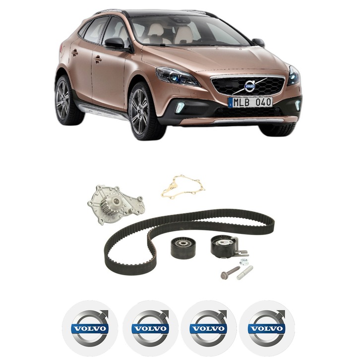 Set Kit de distributie curea intinzator pompa de apa VOLVO V40 Cross Country (526) D22012-2016, KW 84 CP 114 CMC 1560, Auto, INA, 4x Stickere auto cu VOLVO