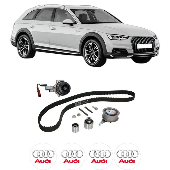 Set Kit de distributie curea intinzator pompa de apa AUDI A4 Allroad B9 (8WH, 8WJ) 2.0 TDI quattro2016-2019, KW 120 CP 163 CMC 1968, Auto, INA, 4x Stickere auto cu AUDI