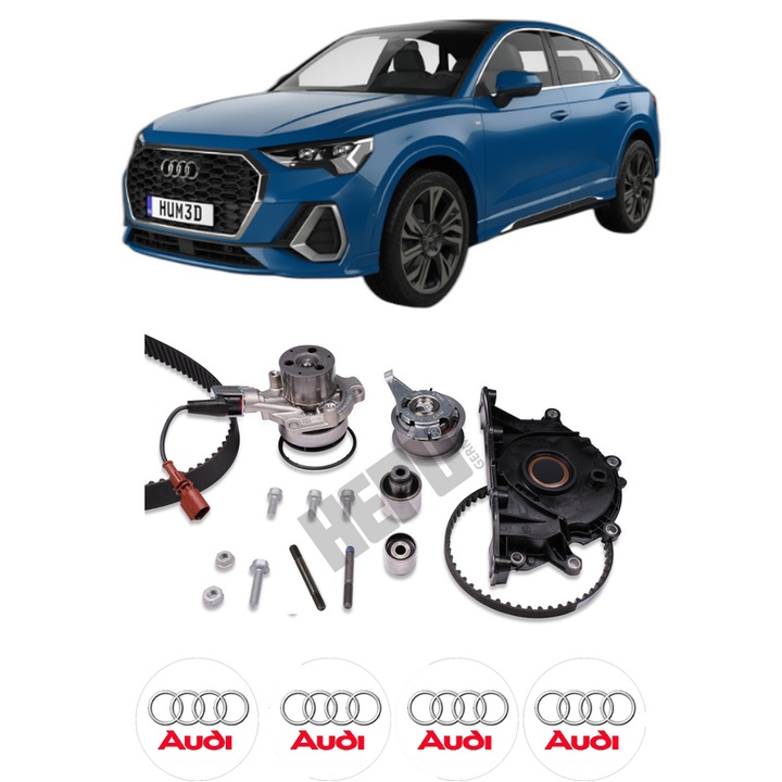 Készlet vezérműszíj feszítő vízpumpa AUDI Q3 Sportback (F3N) 40 TDI quattro 2019, KW 140 LE 190 CMC 1968, Autó, HEPU, 4x Autómatrica AUDI