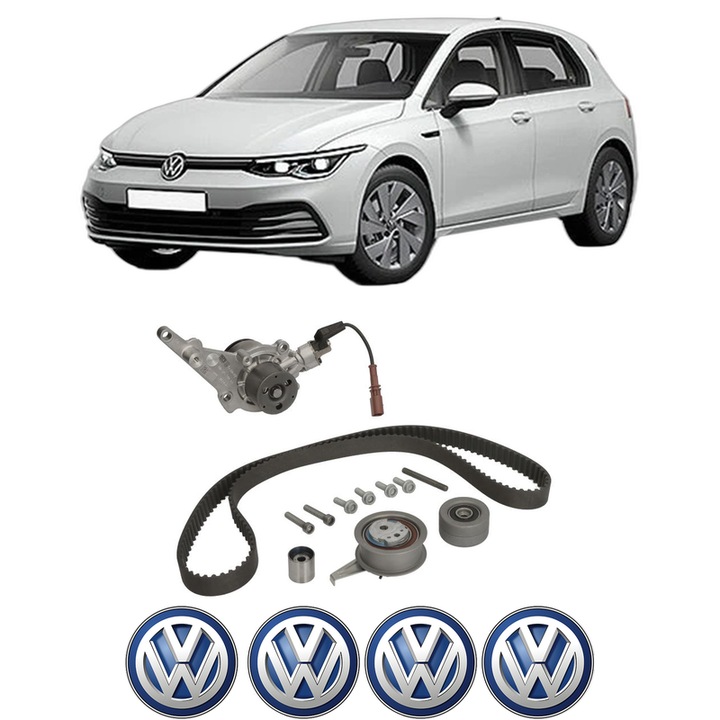 Set Kit de distributie curea intinzator pompa de apa Volkswagen GOLF VIII (CD1, DA1) 2.0 TDI2019, KW 85 CP 116 CMC 1968, Auto, HEPU, 4x Stickere auto cu Volkswagen