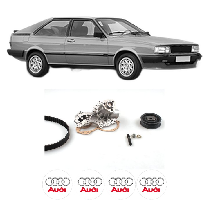 Set Kit de distributie curea intinzator pompa de apa AUDI COUPE B2 (81, 855, 856) 1.8 GT quattro1984-1988, KW 82 CP 112 CMC 1781, Auto, HEPU, 4x Stickere auto cu AUDI