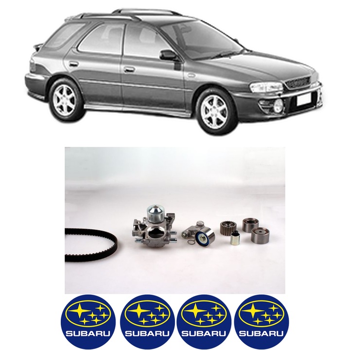 Set Kit de distributie curea intinzator pompa de apa SUBARU IMPREZA Estate (GF) 2.0 i 16V AWD (GF8)1998-2000, KW 92 CP 125 CMC 1994, Auto, HEPU, 4x Stickere auto cu SUBARU