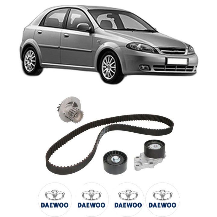 Set Kit de distributie curea intinzator pompa de apa DAEWOO LACETTI Hatchback (KLAN) 1.42004, KW 70 CP 95 CMC 1399, Auto, INA, 4x Stickere auto cu DAEWOO