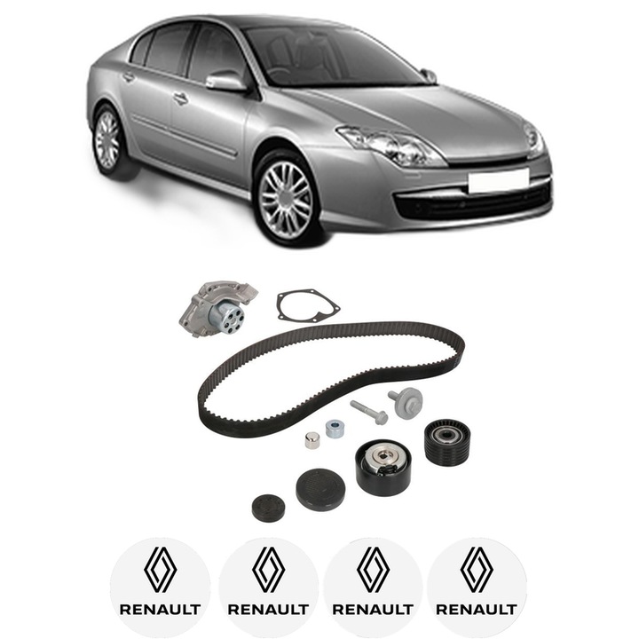 Set Kit de distributie curea intinzator pompa de apa RENAULT LAGUNA III (BT0/1) 2.0 16V Turbo2007-2015, KW 125 CP 170 CMC 1998, Auto, INA, 4x Stickere auto cu RENAULT