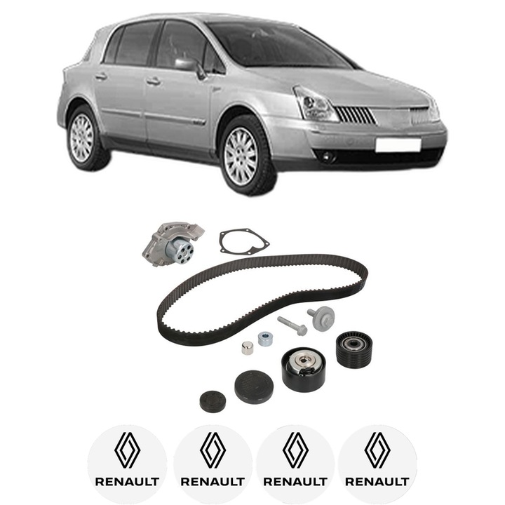 Set Kit de distributie curea intinzator pompa de apa RENAULT VEL SATIS (BJ0_) 2.0 16V Turbo (BJ0K)2002-2009, KW 120 CP 163 CMC 1998, Auto, INA, 4x Stickere auto cu RENAULT