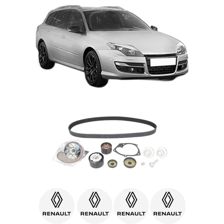 Set Kit de distributie curea intinzator pompa de apa RENAULT LAGUNA III Grandtour (KT0/1) 2.0 GT2008-2015, KW 150 CP 204 CMC 1998, Auto, HEPU, 4x Stickere auto cu RENAULT