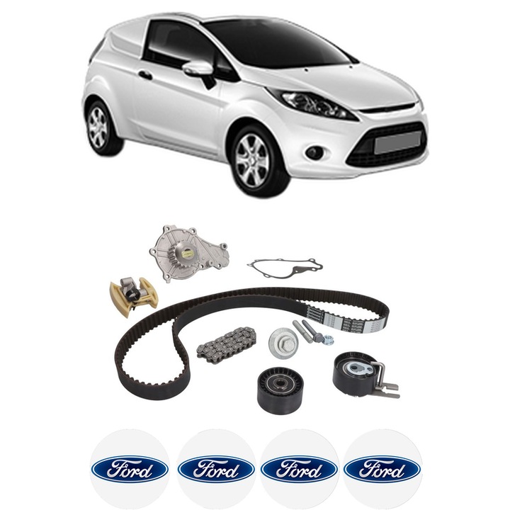 Set Kit de distributie curea intinzator pompa de apa FORD FIESTA VI Van 1.6 TDCi2009-2017, KW 66 CP 90 CMC 1560, Auto, HEPU, 4x Stickere auto cu FORD