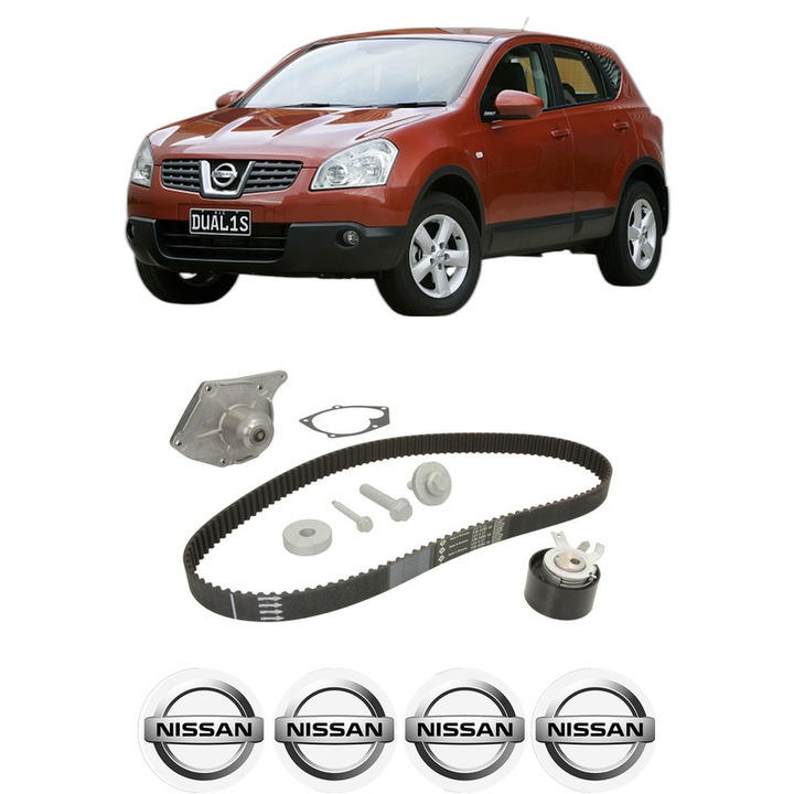 Set Kit de distributie curea intinzator pompa de apa NISSAN QASHQAI I (J10, NJ10) 1.5 dCi2008-2010, KW 76 CP 103 CMC 1461, Auto, INA, 4x Stickere auto cu NISSAN