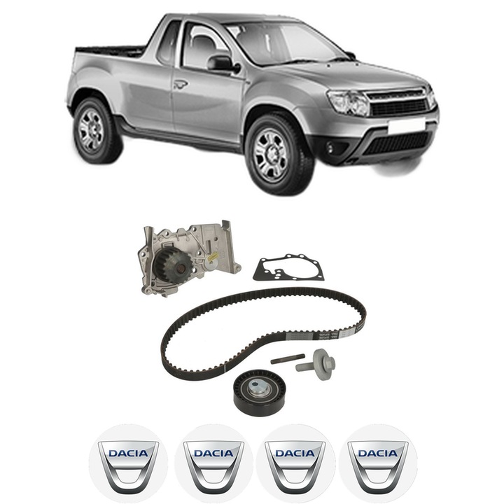 Set Kit de distributie curea intinzator pompa de apa DACIA LOGAN Pickup (US_) 1.6 MPI 852010, KW 62 CP 84 CMC 1598, Auto, HEPU, 4x Stickere auto cu DACIA
