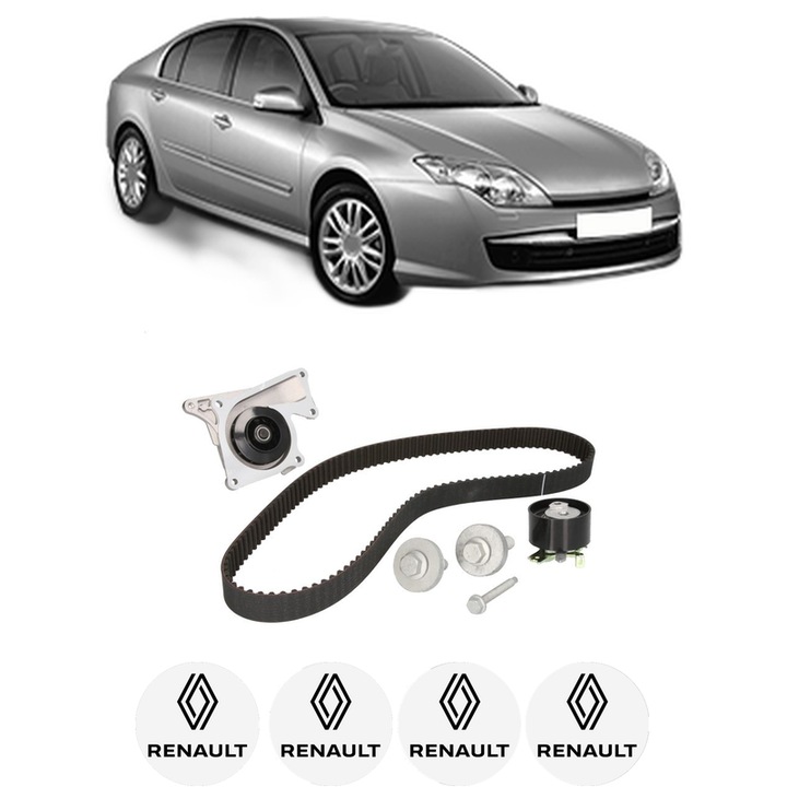 Set Kit de distributie curea intinzator pompa de apa RENAULT LAGUNA III (BT0/1) 1.5 dCi (BT00, BT0A, BT0T, BT1J)2007-2015, KW 81 CP 110 CMC 1461, Auto, HEPU, 4x Stickere auto cu RENAULT
