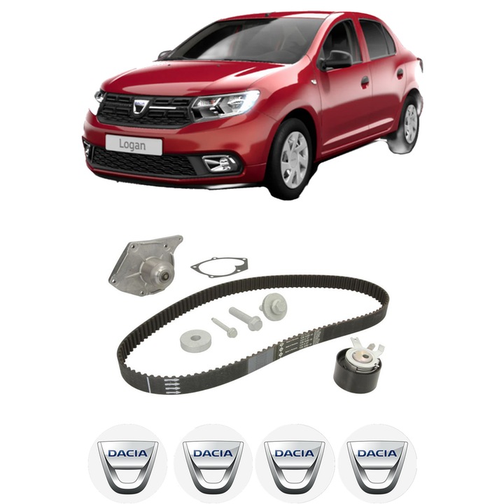 Set Kit de distributie curea intinzator pompa de apa DACIA LOGAN II 1.5 Blue dCi 95 (L8JL)2018, KW 70 CP 95 CMC 1461, Auto, INA, 4x Stickere auto cu DACIA