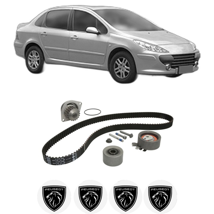 Set Kit de distributie curea intinzator pompa de apa PEUGEOT 307 Saloon 1.62006-2012, KW 81 CP 110 CMC 1587, Auto, INA, 4x Stickere auto cu PEUGEOT