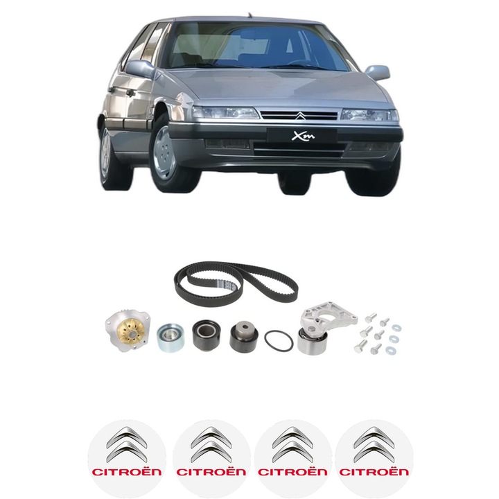 Set Kit de distributie curea intinzator pompa de apa CITROEN XM (Y4) 3.0 V61997-2000, KW 140 CP 190 CMC 2946, Auto, HEPU, 4x Stickere auto cu CITROEN
