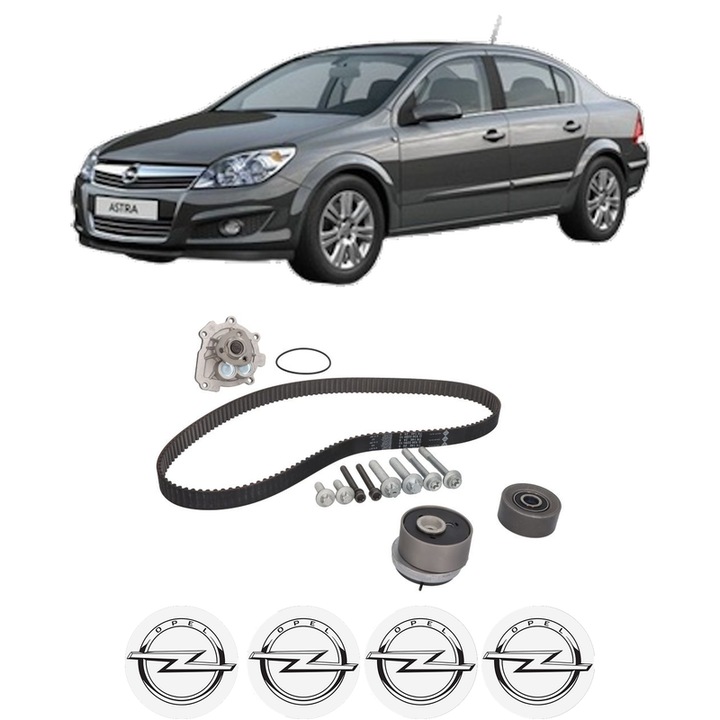 Set Kit de distributie curea intinzator pompa de apa OPEL ASTRA H Saloon (A04) 1.8 (L69)2007-2012, KW 103 CP 140 CMC 1796, Auto, INA, 4x Stickere auto cu OPEL
