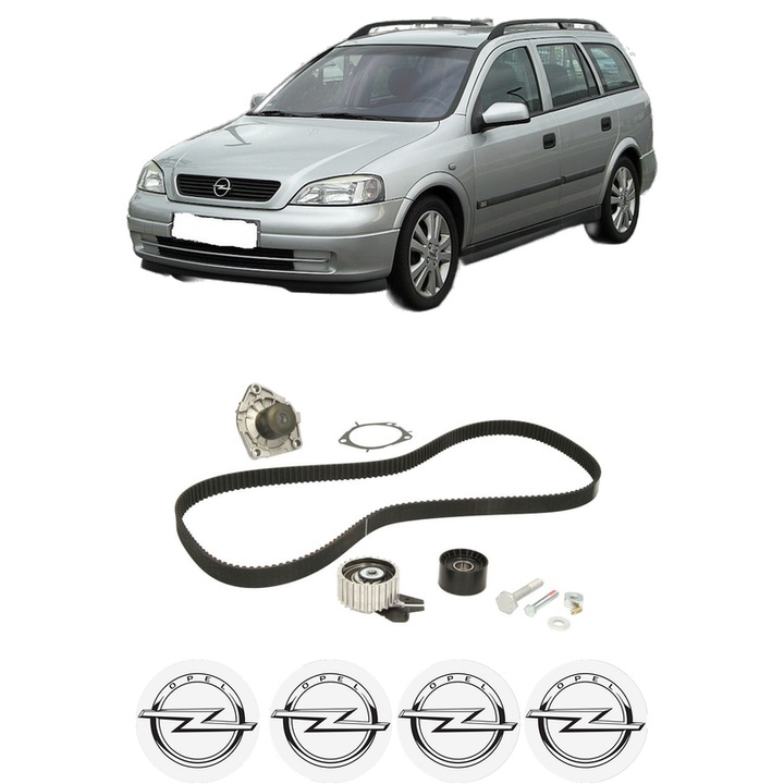 Set Kit de distributie curea intinzator pompa de apa OPEL ASTRA H Estate Van (L70) 1.9 CDTI 16V (L70)2004-2010, KW 88 CP 120 CMC 1910, Auto, INA, 4x Stickere auto cu OPEL