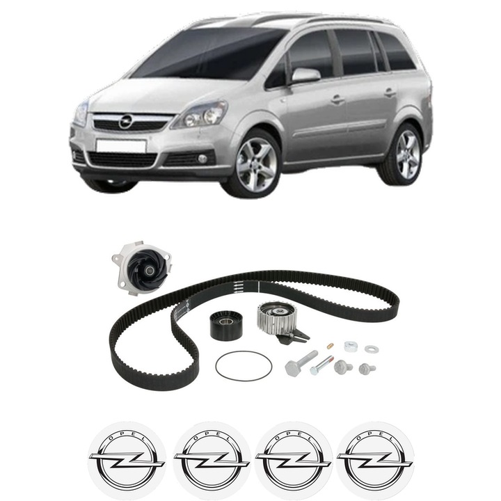 Set Kit de distributie curea intinzator pompa de apa OPEL ZAFIRA / ZAFIRA FAMILY B (A05) 1.9 CDTI (M75)2005-2015, KW 88 CP 120 CMC 1910, Auto, INA, 4x Stickere auto cu OPEL