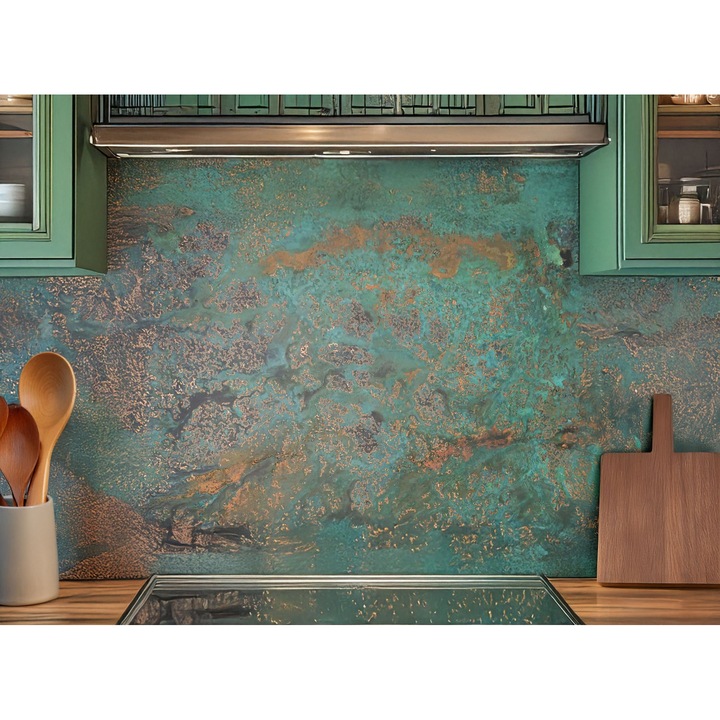 Panou Metalic din Cupru Real 60 x 40 cm – Lucrat Manual cu Patina Naturala – Decor de Perete pentru Bucatarie, Baie sau Hol – Accente Rustice si Moderne pentru Interioare Premium si Spatii Artizanale